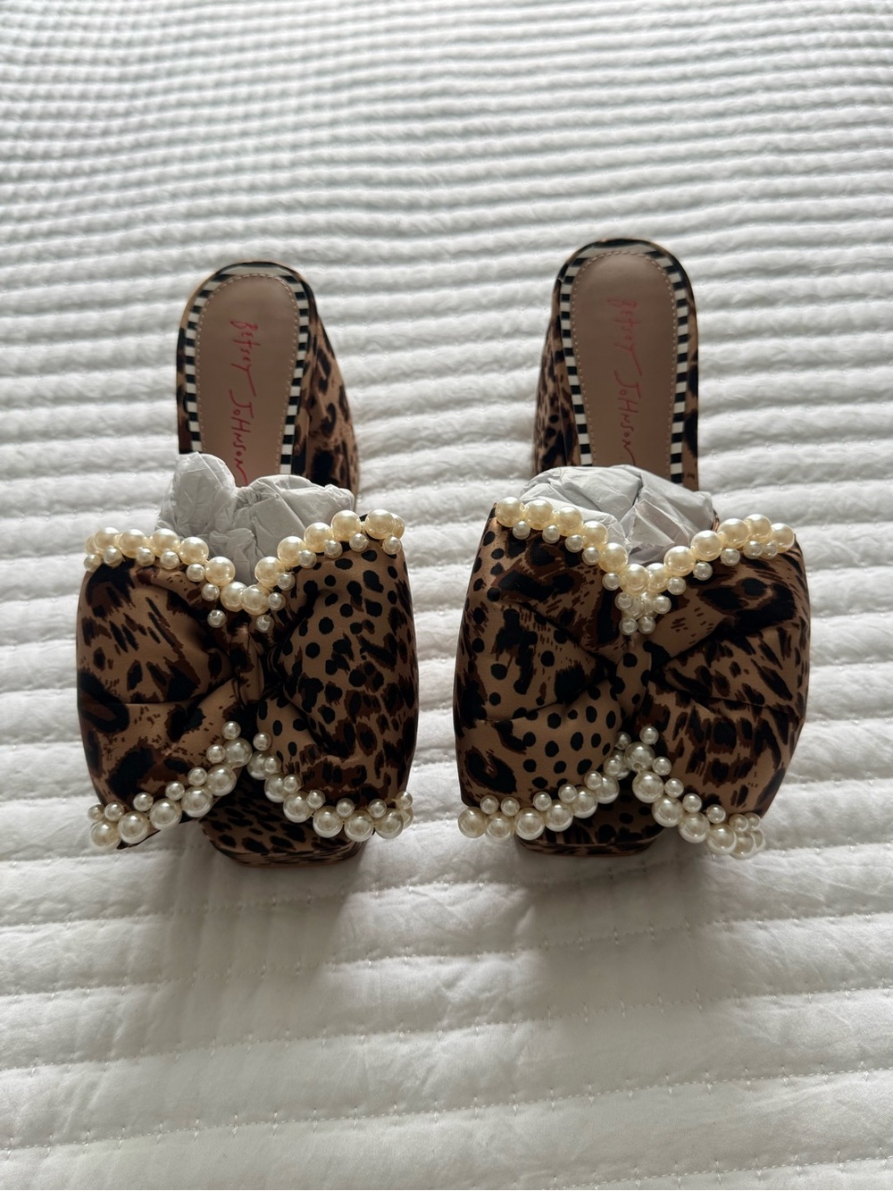 Betsey Johnson Maccie Leopard Print Platform Mule Shoes